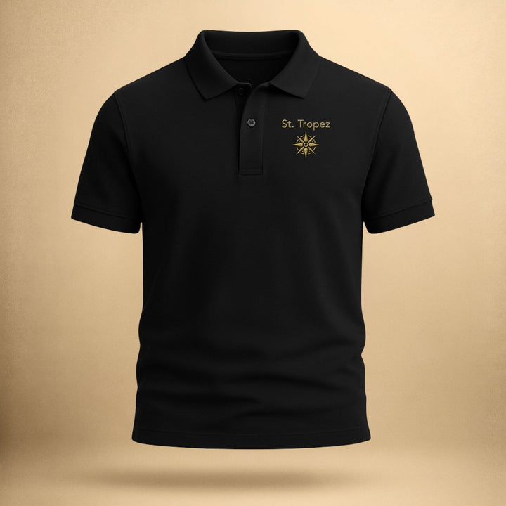 St. Tropez Kompass – Organisches Polo mit goldener Stickerei