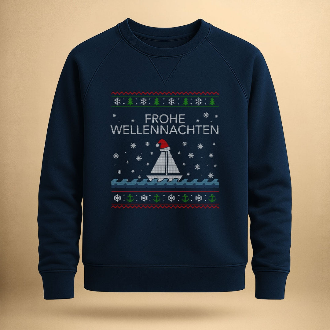 Frohe Wellennachten – Unisex Bio Raglan Sweatshirt
